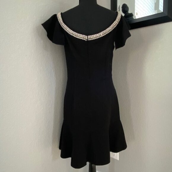 NWT RACHEL ZOE Fifi Beaded Fit & Flare Black Dress 10 - Picture 6 of 16
